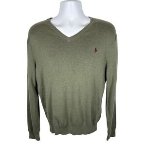 Polo Ralph Lauren Sweater Mens Pima Cotton Pullover Medium Green Casual Pony 424